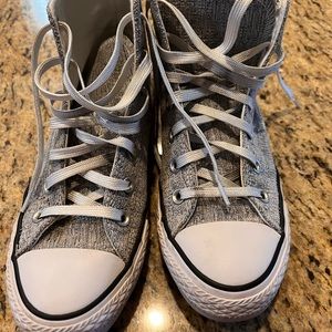 Metallic Silver Like New Hi-top converse